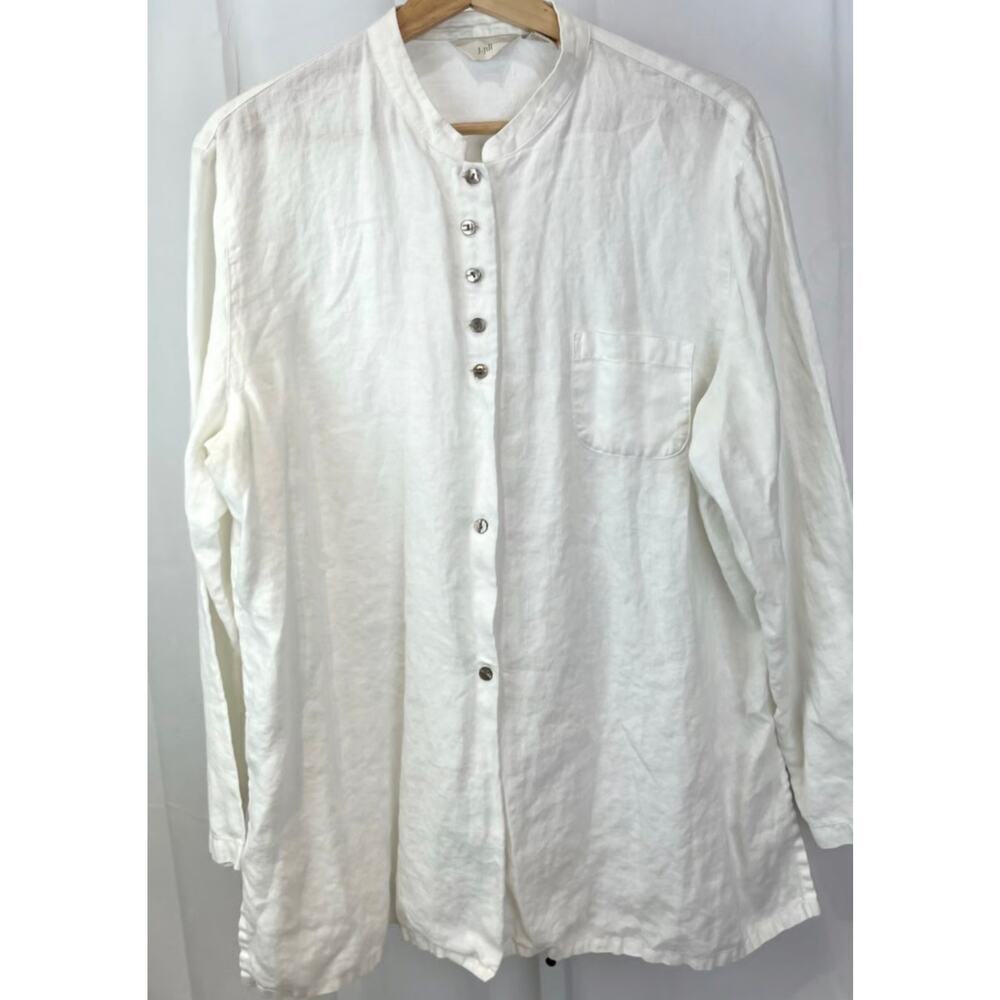 100% Linen Polar white Vintage blouse by J Jill.